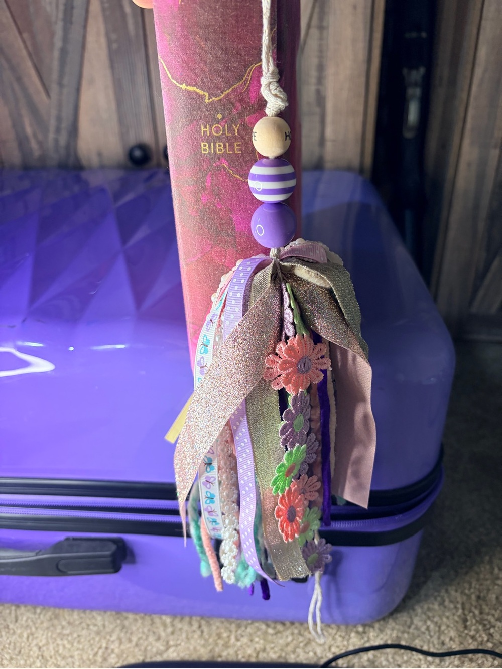 Handmade Purple Floral Ribbon Tassel Bookmark